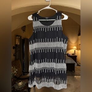 Alfani Black and White Patterned Tank Top